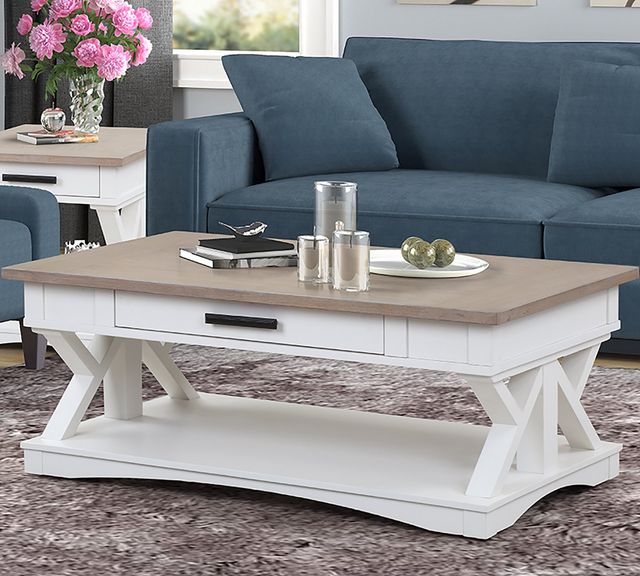 Parker House® Americana Modern Weathered Natural Cocktail Table with Cotton Top-1