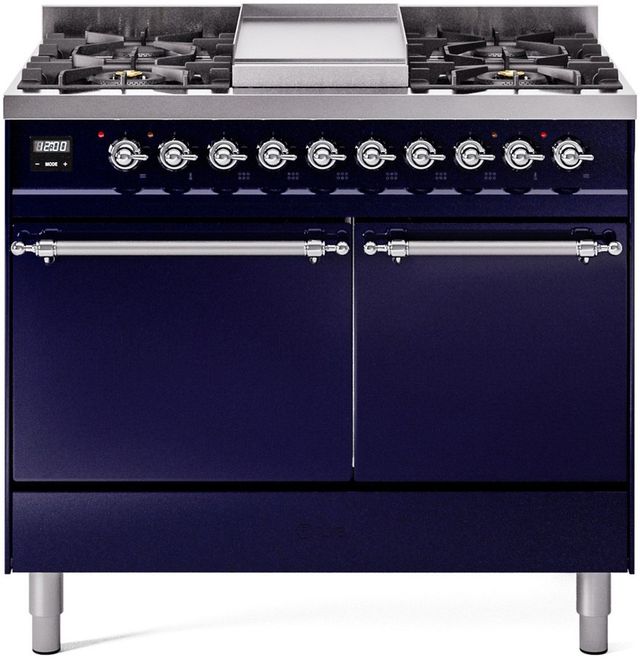 Ilve Nostalgie II 40" Midnight Blue Freestanding Dual Fuel Range