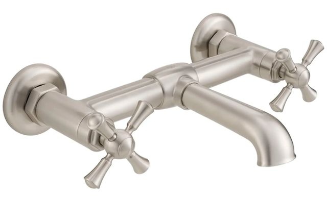 DXV Oak Hill® Brushed Nickel 2-Handle Wall Mount Bathroom Faucet with Cross Handles-0