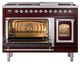 Ilve® Nostalgie II Noblesse 48'' Burgundy Pro Style Dual Fuel Range with Chrome Trim-3