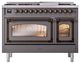 Ilve® Nostalgie II Noblesse 48'' Graphite Matte Pro Style Dual Fuel Range with Burnished Trim-1