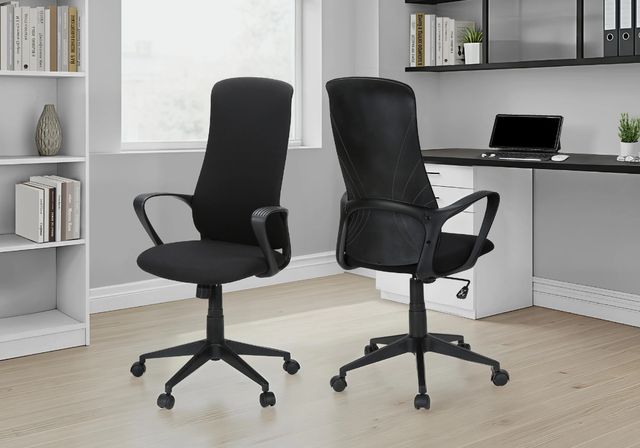 Monarch Specialties Inc. Black Fabric High Back Executive Office Chair with Black Metal Swivel Base-1
