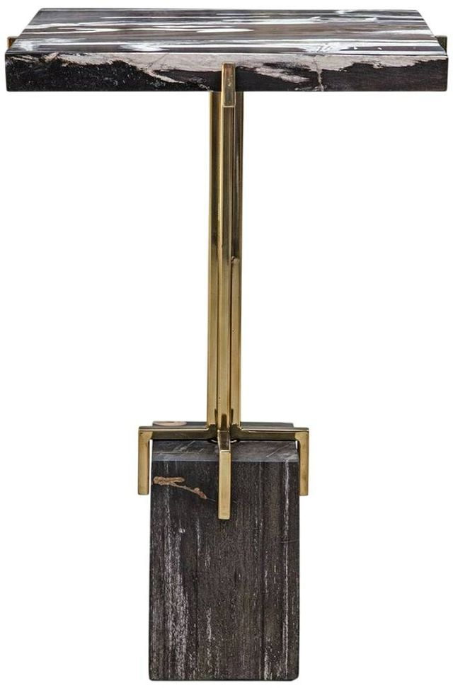 Uttermost® Rowman Woodtone End Table with Gold Base-3
