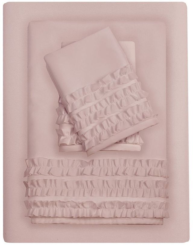 Olliix by Intelligent Design Pink Twin Ruffled Sheet Set-1