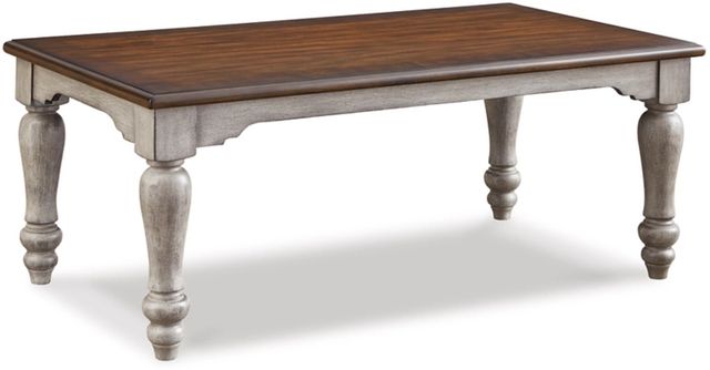 Signature Design by Ashley® Lodenbay Walnut Brown Coffee Table with Antique Gray Turnip Legs-0