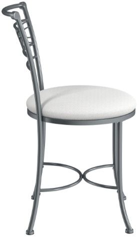 HH2 Home Dutton Chrome/White Metal Vanity Stool-2