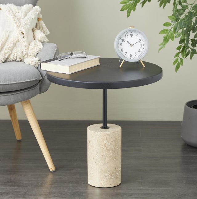 Deco Marche U Select Black Accent Table with Ivory Base-2