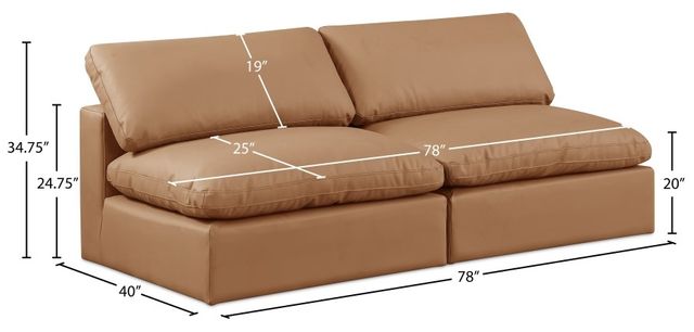 Meridian Furniture Comfy 2-Piece Cognac Modular Sectional Armless Sofa-3