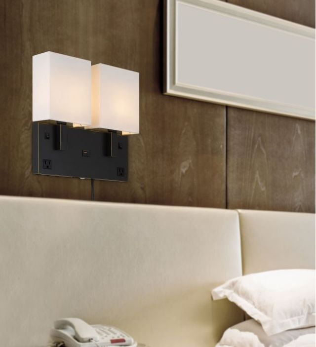 Cal® Lighting & Accessories Oberlin Dark Bronze/White Wall Lamp-3