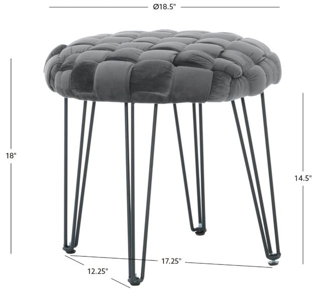 Powell® Scarlet Gray Round Ottoman Stool-2
