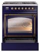 Ilve® Nostalgie II Noblesse 30" Midnight Blue Pro Style Dual Fuel Range with Burnished Trim-3