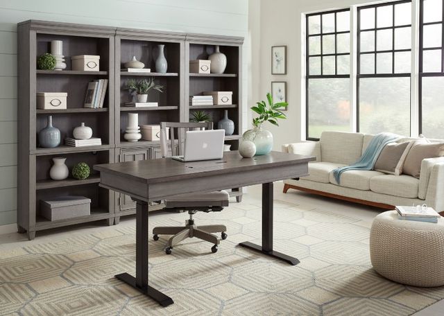aspenhome® Caraway Aged Slate Open Bookcase-1