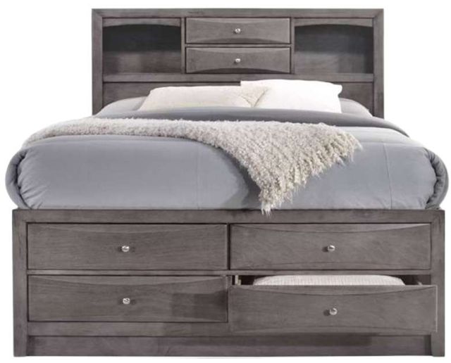 Elements International Emily 4-Piece Gray King Panel Storage Bedroom Set-2