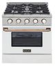 Kucht Professional KDF Series 30" Stainless Steel Pro Style Dual Fuel Range with White Door and Gold Handle-0