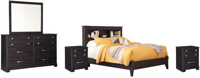 Signature Design by Ashley® Reylow 5-Piece Dark Brown Queen Bookcase Bed Set-0