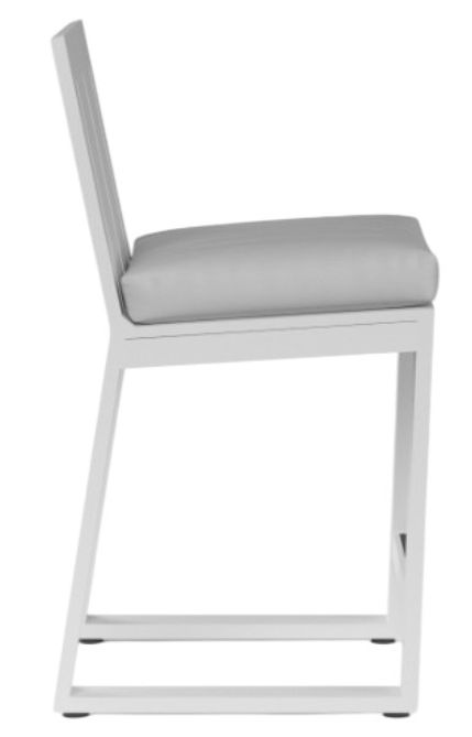 Sunset West Newport Satin White Aluminum Outdoor Counter Stool with Cast Silver Cushion-1