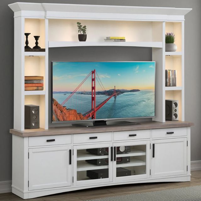 Parker House® Americana Modern Cotton 92" TV Console with Hutch and LED Lights-1