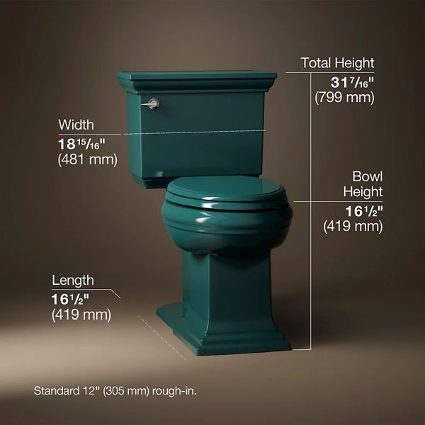 KOHLER® Memoirs® Stately Teal 2-Piece Elongated with Concealed Trapway, 1.28 Gpf-4