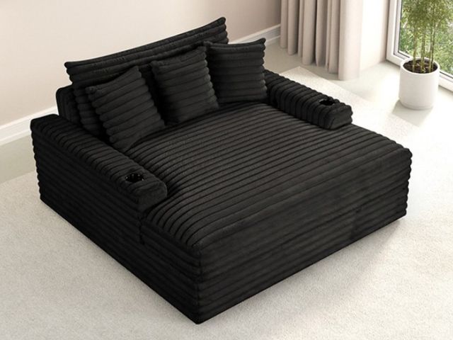 Furniture of America® Veyrier Black Arm Chaise-1