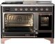 Ilve® Majestic III 48" Glossy Black Pro Style Dual Fuel Natural Gas Range with 5 Black Brass Burners and Copper Trim-2