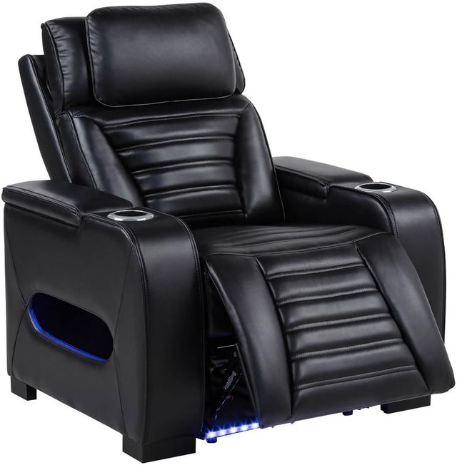 Coaster® Zuma Black Power Upholstered Recliner with Power Headrest-2
