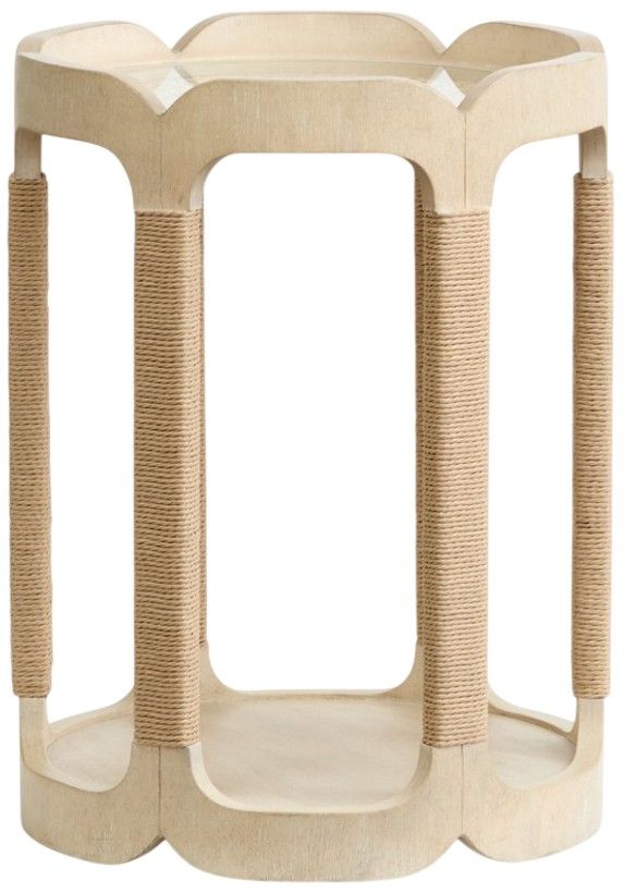 Magnussen Home® Sunset Cove Glass Top Drum Table with Sanibel Brown Base-2