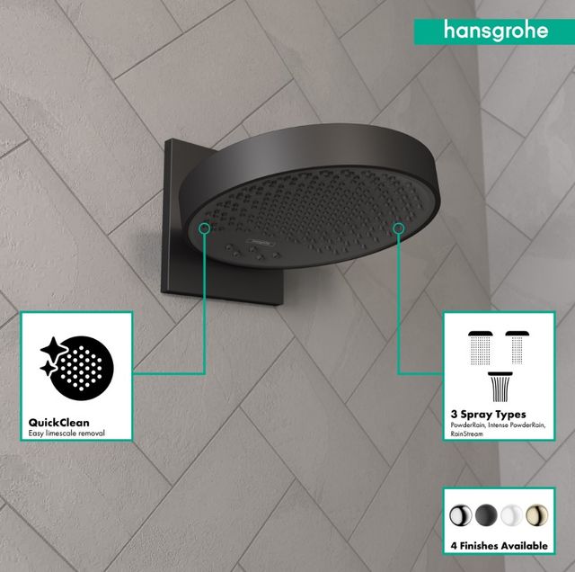 Hansgrohe Rainfinity Matte Black Showerhead with Wall Connector Trim-2