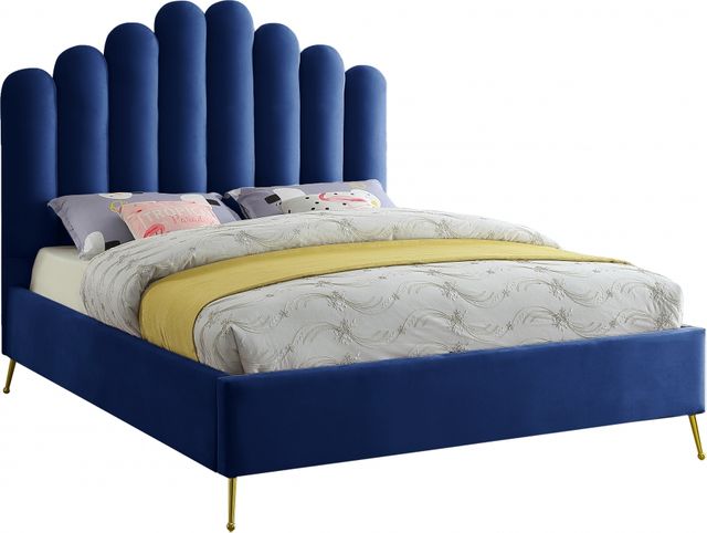 Meridian Furniture Lily Navy Queen Bed-0