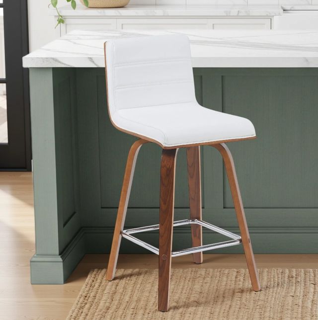 Armen Living Vienna 2-Piece Walnut/White Swivel Counter Stool Set-1