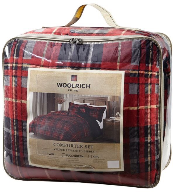 Olliix by Woolrich Alton Red Plaid Twin Plush to Sherpa Down Alternative Comforter Set-1