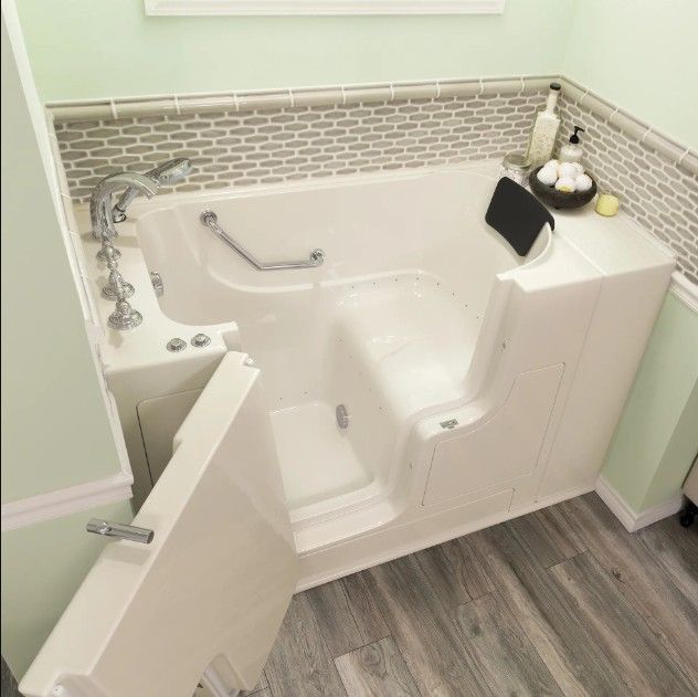 American Standard Gelcoat Linen 30” x 52” Walk-in Tub with Air Spa System - Left-Hand Drain with Faucet-2