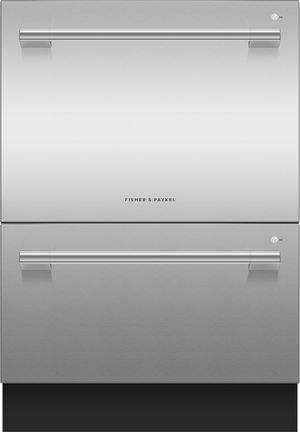Front view of the Fisher & Paykel Series 11 24" Stainless Steel Double DishDrawer™ Dishwasher