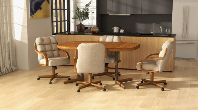 Chromcraft Customizable Ryland Tufted Back Swivel Tilt Caster Casual Dining Chair-1