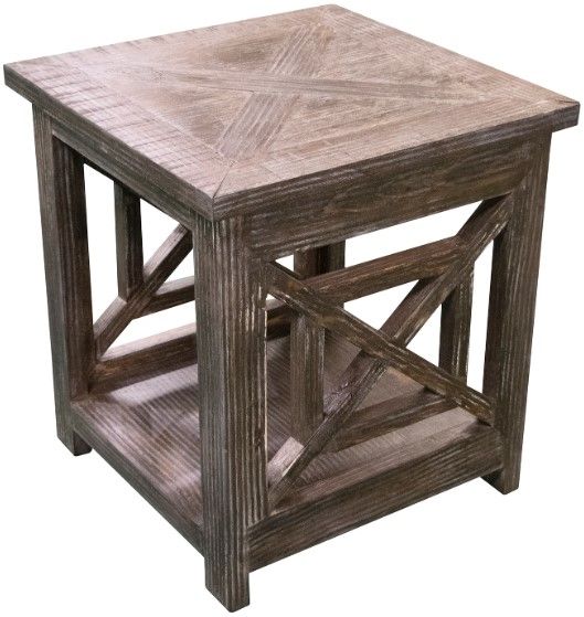 American Wholesale Furniture Barnwood X Squared End Table -0