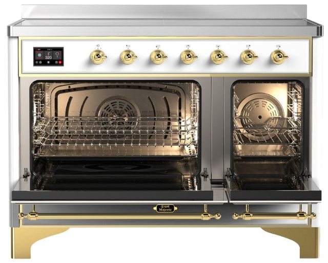 Ilve® Majestic III 48" Custom Pro Style Induction Range with Solid Door and Brass Trim-1