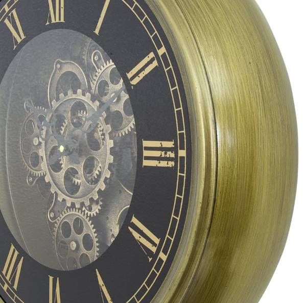 YHD Aged Golden/Black Wall Clock-2