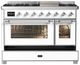 Ilve® Majestic III 48" White Pro Style Dual Fuel Natural Gas Range with Griddle and Chrome Trim-2