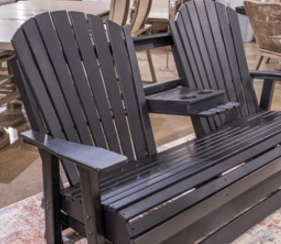 Signature Design by Ashley® Hyland Wave Black Outdoor Glider Loveseat-2