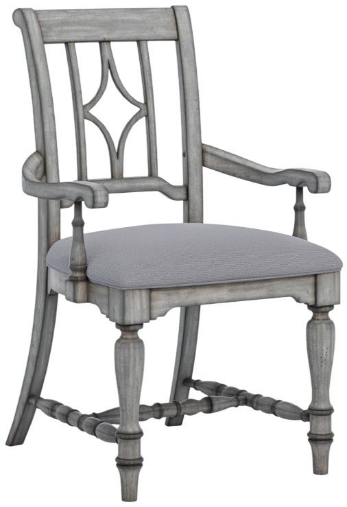 Flexsteel® Plymouth 2-Piece Weathered Graywash Upholstered Dining Arm Chair Set-2