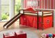 Donco Kids Light Espresso Twin Loft Bed With Red Tent Kit-1