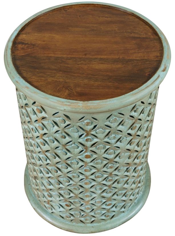 Jofran Inc. Global Archive Decker Turquoise Large Drum Table-1