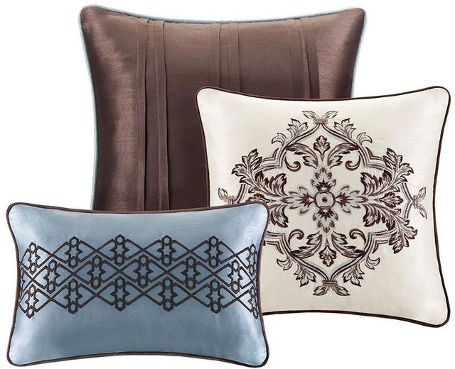Olliix by Madison Park 7 Piece Blue California King Princeton Jacquard Comforter Set-2