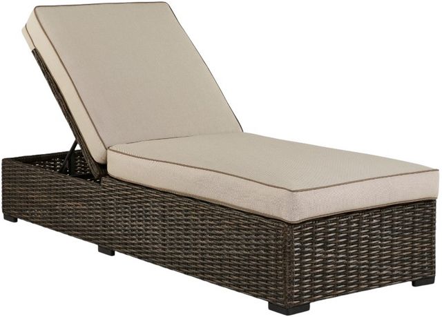 Signature Design by Ashley® Coastline Bay Brown Aluminum/Fabric/Resin Outdoor Chaise Lounge with Cushion-0