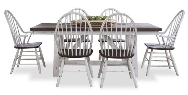 Liberty Furniture Farmhouse 7-Piece Brown/White Trestle Table Set-0