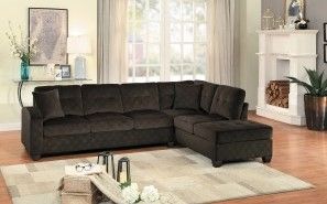 Mazin Furniture Emilio 2-Piece Chocolate Reversible Sofa Chaise Sectional-3