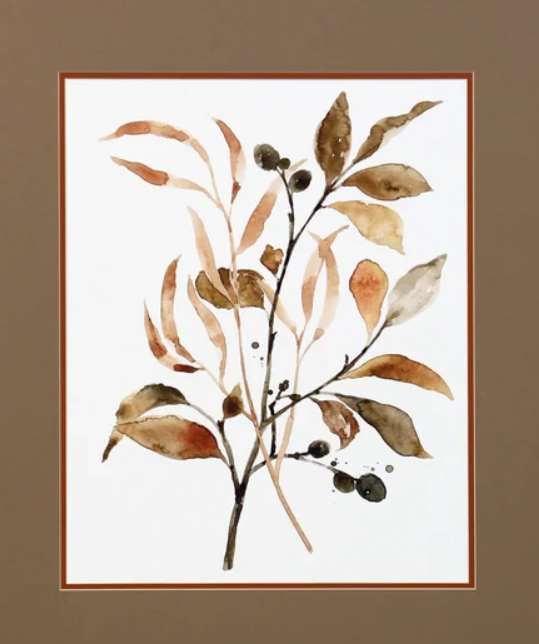 StyleCraft Preserved Autumn Leaves Brown/Taupe/White Wall Art-1