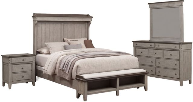 Liberty Furniture Ivy Hollow 4-Piece Dusty Taupe/Weathered Linen Queen Mantle Storage Bedroom Set-0