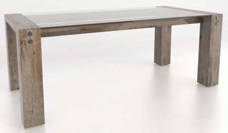 Canadel Customizable Loft Glass Top Rectangular Table with Thick Wooden Legs-0