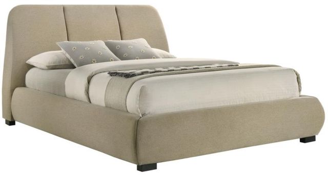 Coaster® Mokena Light Brown Eastern King Upholstered Platform Panel Bed-0