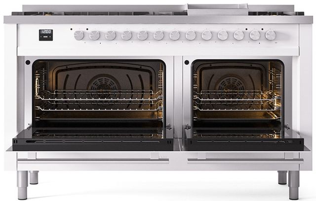 Ilve® Professional Plus II 60" White Pro Style Dual Fuel Range-1